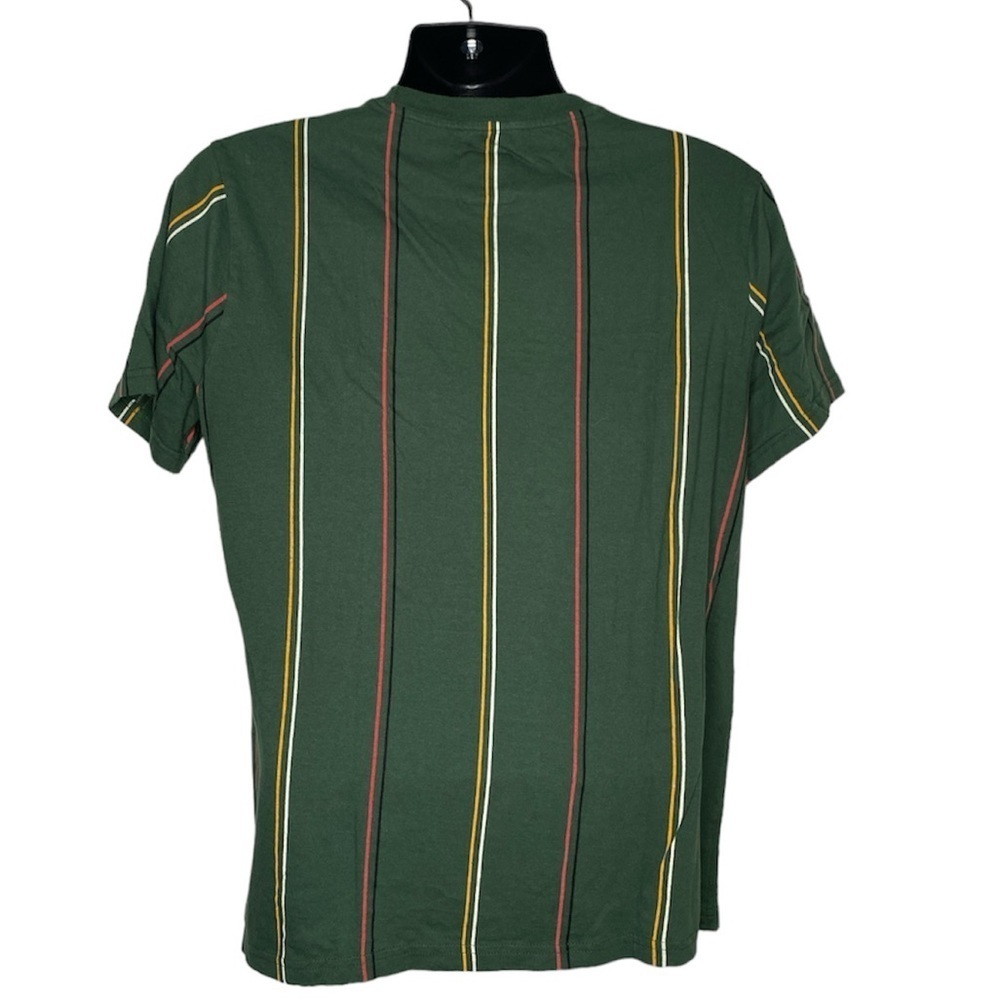 WXYZ Striped “Vibes” Short Sleeve Slogan T-Shirt (Size:M, Color:Green/Multi) - Picture 2 of 4